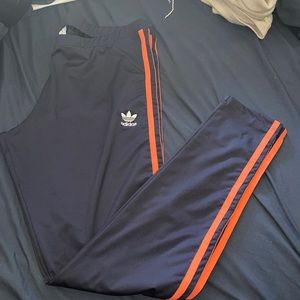 Adidas Three Stripe Leggings In Blue And Orange